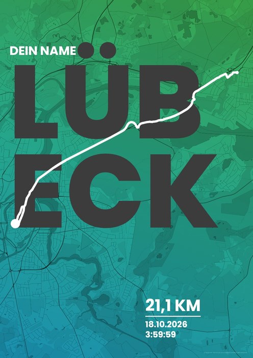 Stadtwerke Lübeck Marathon – Halbmarathon im Design Fanplakat Küstenlauf