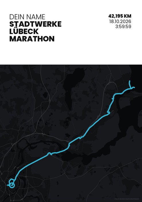 Stadtwerke Lübeck Marathon im Design Zielband Stirnlampe
