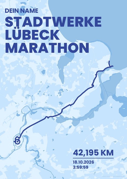 Stadtwerke Lübeck Marathon im Design Bestzeit Regenlauf