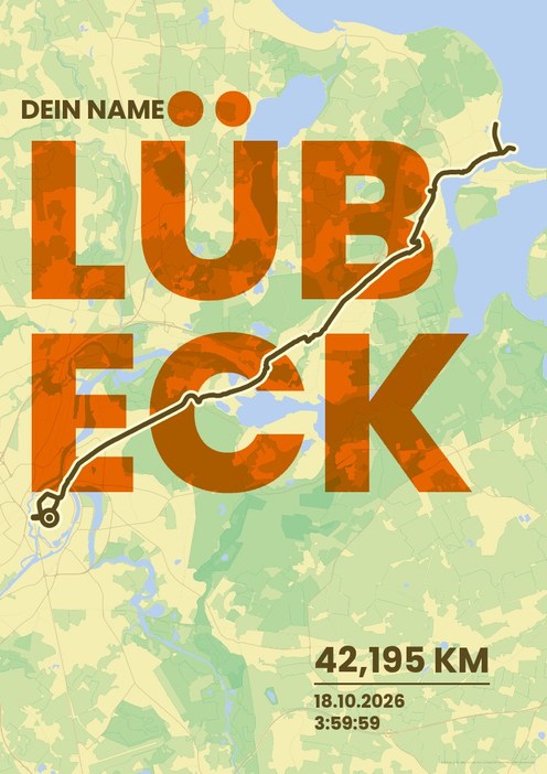 Stadtwerke Lübeck Marathon im Design Fanplakat Morgenlauf
