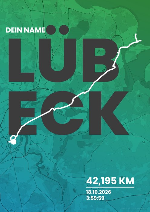 Stadtwerke Lübeck Marathon im Design Fanplakat Küstenlauf