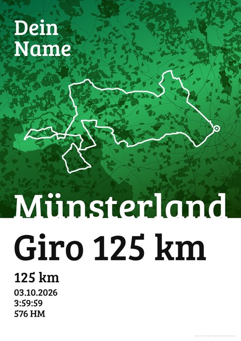 Münsterland Giro 125 km im Design Urkunde Waldlauf