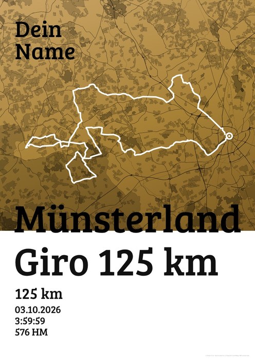 Münsterland Giro 125 km im Design Urkunde Siegerehrung