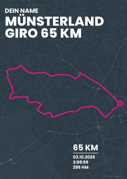 Münsterland Giro 65 km im Design Bestzeit Stadtlauf