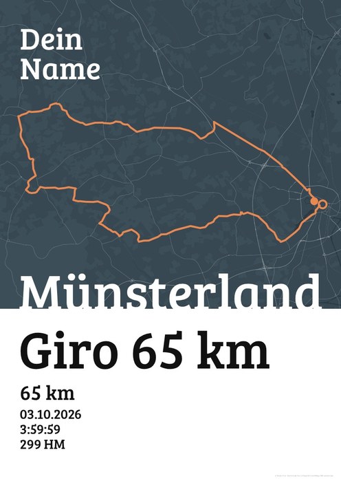 Münsterland Giro 65 km im Design Urkunde Herbstlauf