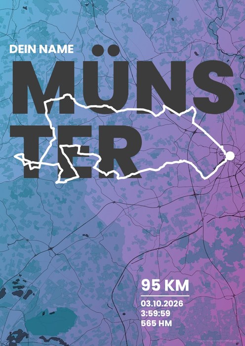 Münsterland Giro 95 km im Design Fanplakat Blaue Stunde