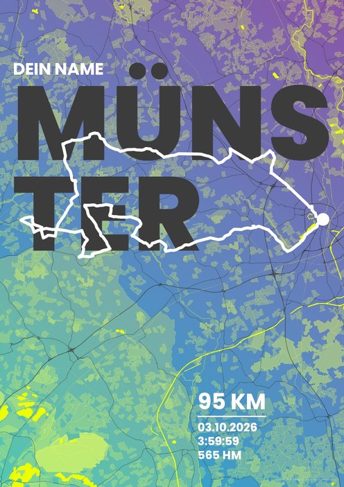 Münsterland Giro 95 km im Design Fanplakat Stadionlicht