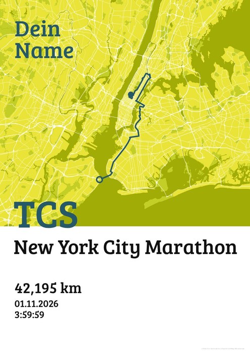 TCS New York City Marathon im Design Urkunde Isotonisch