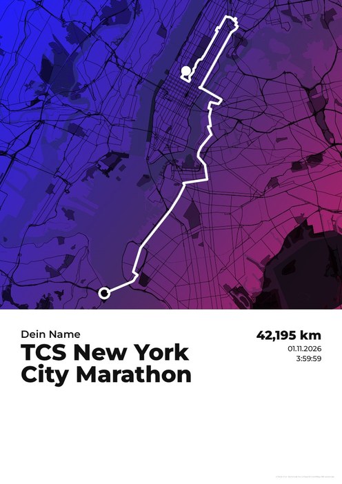 TCS New York City Marathon im Design Zwischenzeit Zielparty