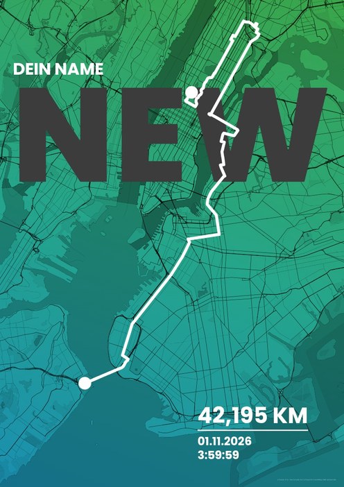 TCS New York City Marathon im Design Fanplakat Küstenlauf