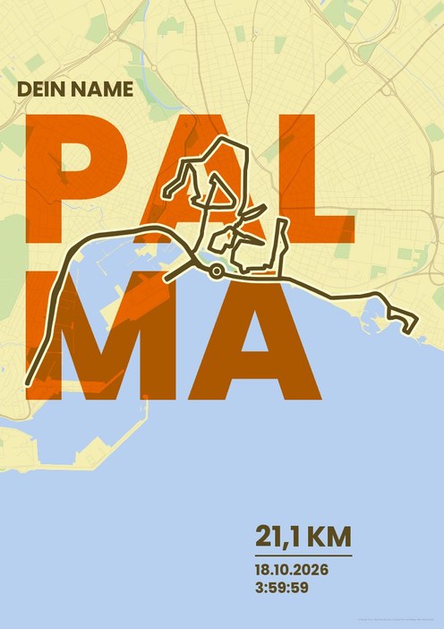 TUI Palma Marathon Mallorca – Halbmarathon im Design Fanplakat Morgenlauf