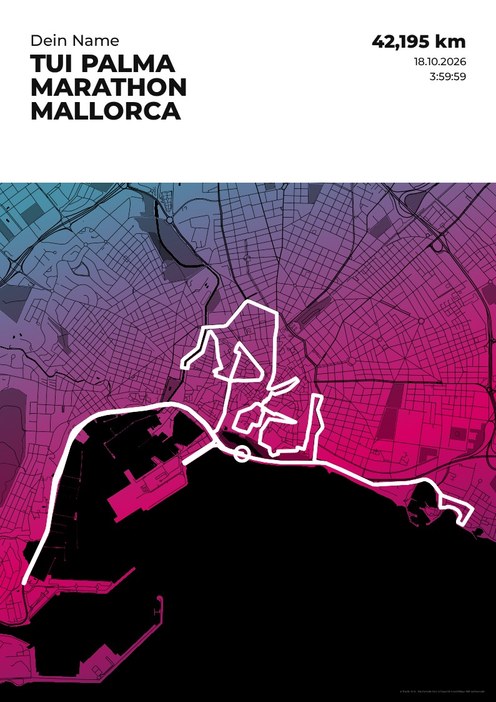 TUI Palma Marathon Mallorca im Design Streckenplan Endorphin