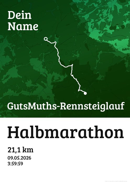 Rennsteiglauf Halbmarathon im Design Urkunde Waldlauf