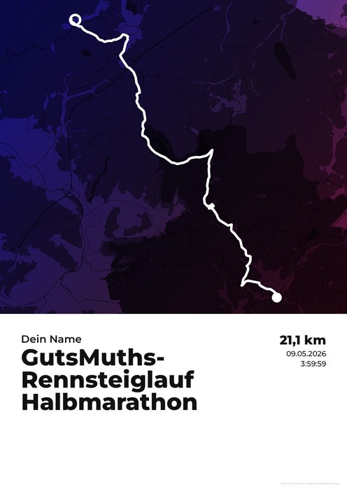 GutsMuths-Rennsteiglauf – Halbmarathon im Design Zwischenzeit Zielparty