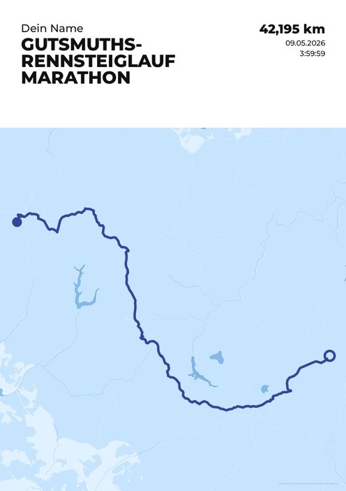 GutsMuths-Rennsteiglauf – Marathon im Design Streckenplan Regenlauf