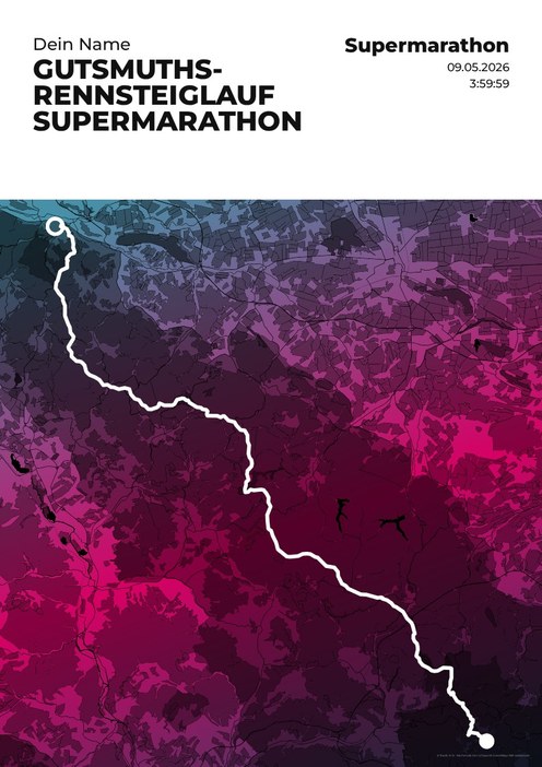 GutsMuths-Rennsteiglauf – Supermarathon im Design Streckenplan Endorphin
