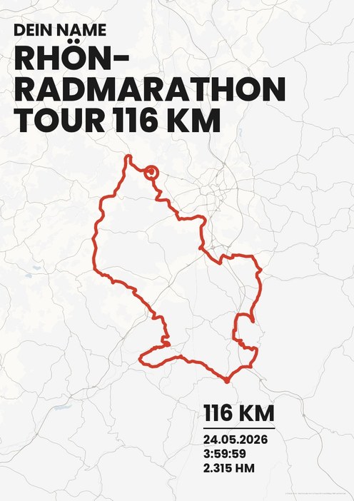 Rhön-Radmarathon Tour 116 km im Design Bestzeit Kreide