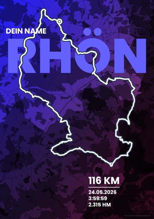 Rhön-Radmarathon Tour 116 km im Design Fanplakat Zielparty