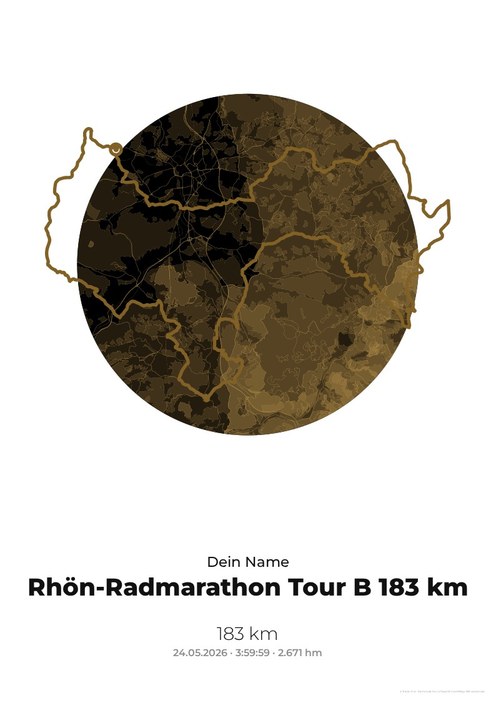 Rhön-Radmarathon Tour B 183 km im Design Medaille Gold