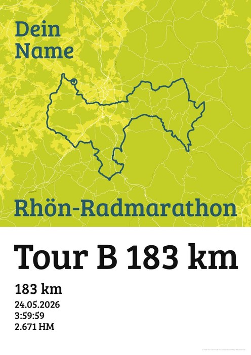 Rhön-Radmarathon Tour B 183 km im Design Urkunde Isotonisch