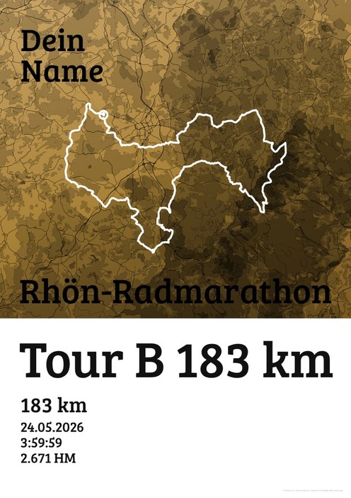 Rhön-Radmarathon Tour B 183 km im Design Urkunde Siegerehrung