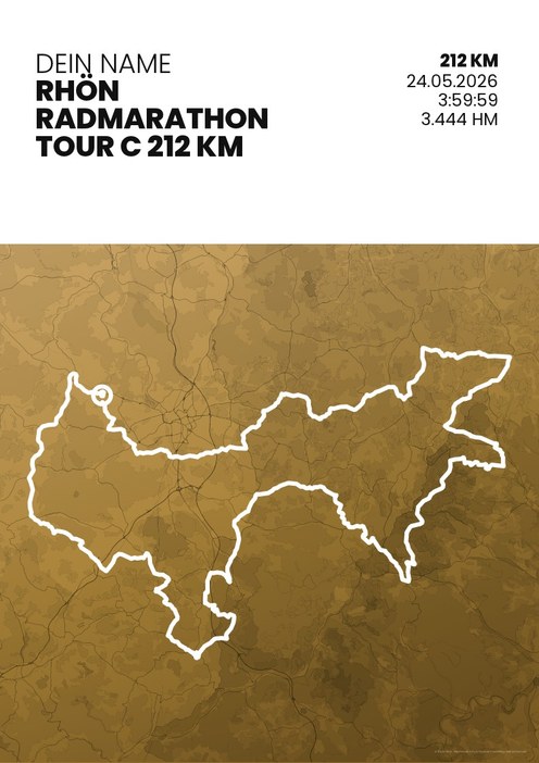Rhön-Radmarathon Tour C 212 km im Design Zielband Treppchen