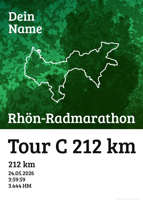 Rhön-Radmarathon Tour C 212 km im Design Urkunde Waldlauf
