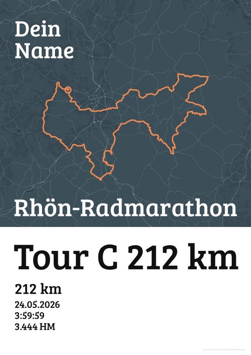 Rhön-Radmarathon Tour C 212 km im Design Urkunde Herbstlauf