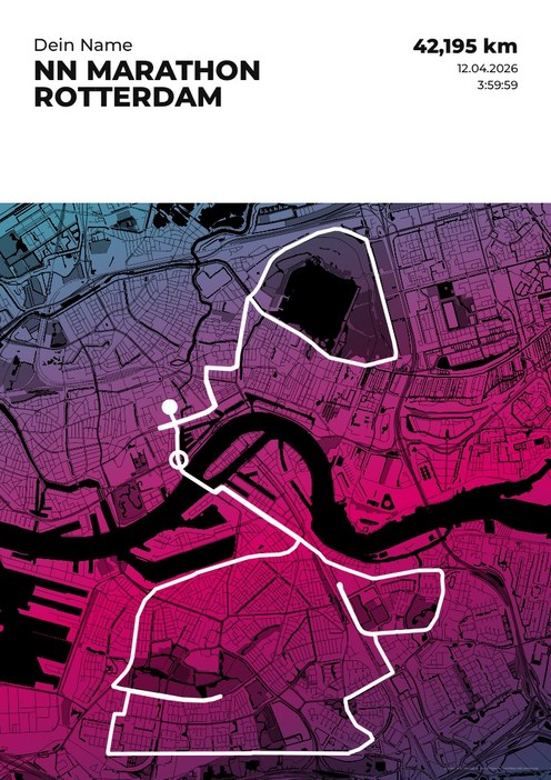 NN Marathon Rotterdam im Design Streckenplan Endorphin