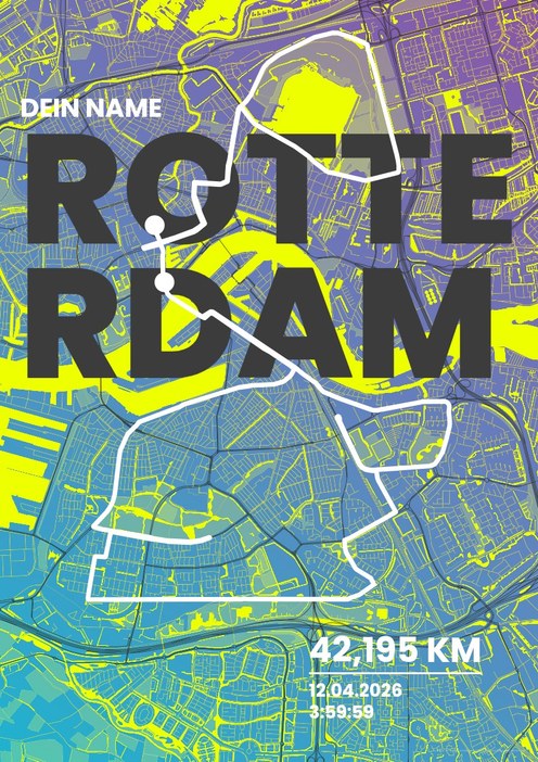 NN Marathon Rotterdam im Design Fanplakat Stadionlicht