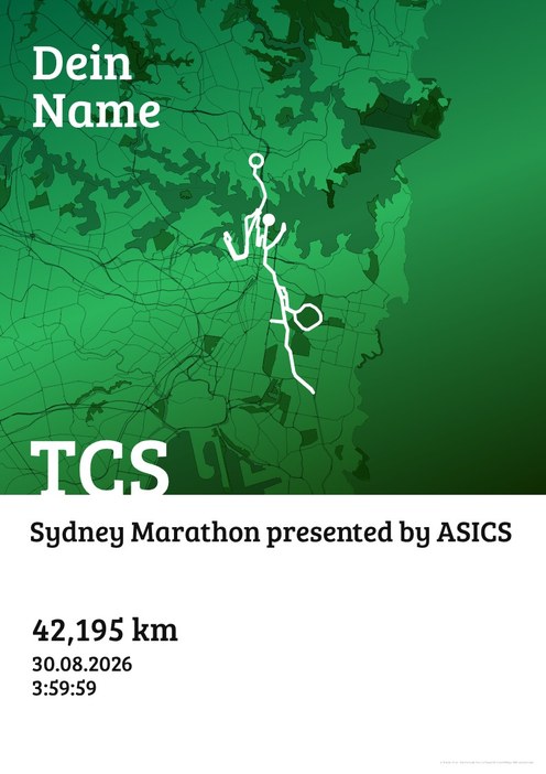 TCS Sydney Marathon presented by ASICS im Design Urkunde Waldlauf