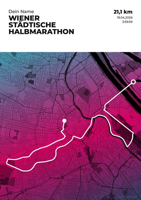 Wiener Städtische Halbmarathon im Design Streckenplan Endorphin