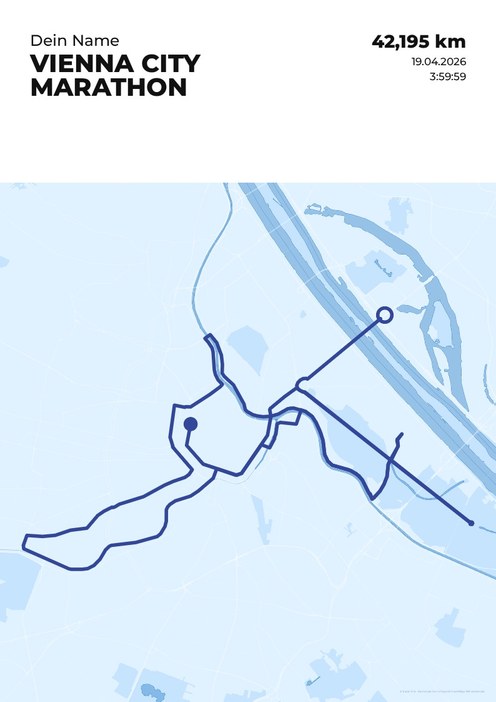 Vienna City Marathon im Design Streckenplan Regenlauf